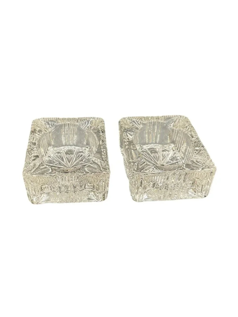 Vintage Crystal Cut Glass Square Salt Cellars 3